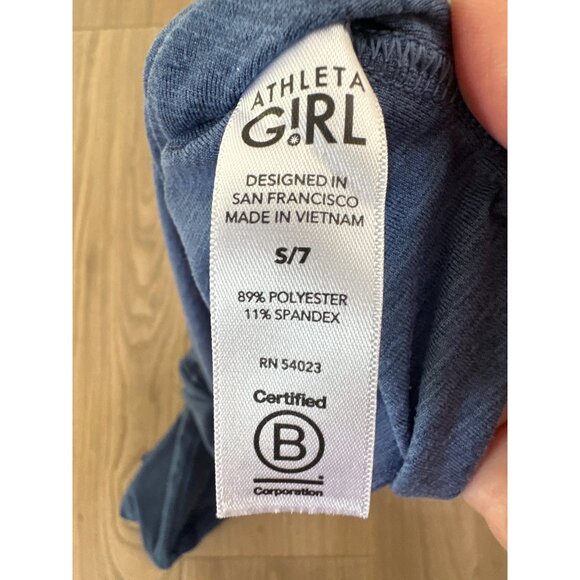 Athleta Girl Long Sleeve Blue Pullover Top S/7 89% Polyester 11% Spandex - Picture 5 of 5